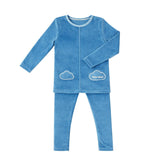 Little Label Blue Velour Cloud Pocket Pj’s