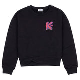 Kix Black Print Detail Twist Sweatshirt