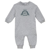 Mini P Grey/Teal Velvet Emblem Overalls