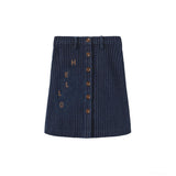 Hello Yellow Denim Pinstriped Lali Skirt