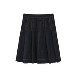 Valen Vee Blue Denim Neat Pleat Skirt