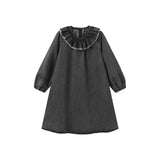 Hello Yellow Mineral Wash Denim Ruffle Collar Dress