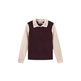 Tustello Burgundy Pez Pointelle Contrast Sweater