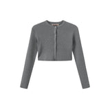 Tustello Grey Ribbed Knit Cardigan