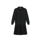 Vibe Black Sweatshirt Pleated Dress