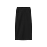 Vibe Black Denim Side Button Tab Midi Skirt