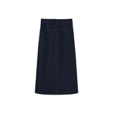 Vibe Blue Denim Side Button Tab Midi Skirt