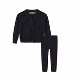 Harper James Navy Pilro Pinstripe Knit Set