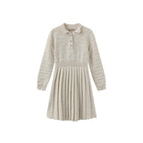 One Child Cream Marled Knit Scallop Trim Dress
