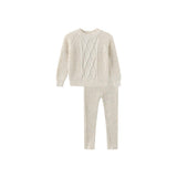 One Child Cream Marled Knit Cable Set