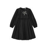 Lilou Black Gem Stone Taffeta Dress