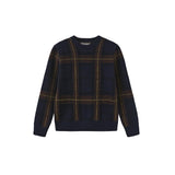 One Child Navy Lino Plaid Knit Sweater