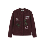 Lilou Wine Pointelle Reg Cardigan