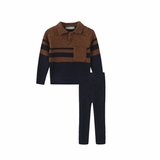 French Heritage Natural Rhea Striped Sweater Set