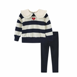 Phil and Phoebe Navy/White Ruffle Trill Striped Set
