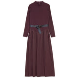 Gem Burgundy V Yoke Brocade Dress