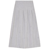 Gem Grey Embellished Wool Pleated Skirt