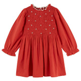 Emile Et Ida Red Embroidered Smocked Dress