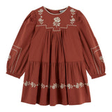 Emile Et Ida Rust Embroidered Dress