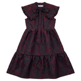 Pip+Pio Burgundy Oversized Collar Brocade Dress
