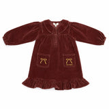 Limited Edition Brick Embroidered Bow Collared Dress