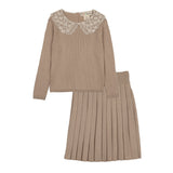 Teela Beige Lace Knit Set