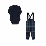 Looms Blue Plaid Collection Overalls Set