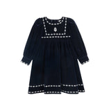 Looms Navy Embroidered Trim Collection Dress