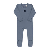 Ely's & Co Blue Embroidered Clover Collection Footie