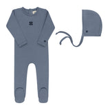 Ely's & Co Blue Embroidered Clover Collection Footie Set