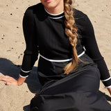 Pashmini Black Grace Ribbed Knit Overlay Maxi