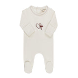 Ely's & Co Ivory/Burgundy Heart & Star Collection Footie