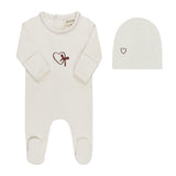 Ely's & Co Ivory/Burgundy Heart & Star Collection Footie Set