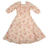 Noma Peach Watercolor Floral Tiered Dress