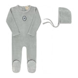 Ely's & Co Blue Embroidered Floral Dot Collection Footie Set