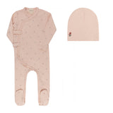 Ely's & Co Pink Embroidered Floral Dot Collection Footie Set