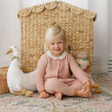 Ely's & Co Pink Floral Star Knit Collection Overalls