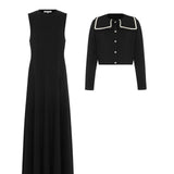 Parni Black Embroidered Collar Teen Maxi Set