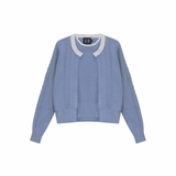 Gem Blue Mohair Cable Sweater Set