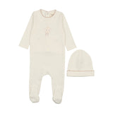 Mema Knits Winter White Doll Footie & Hat Set