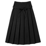 Gem Black Low Waisted Belt Pleated Skirt