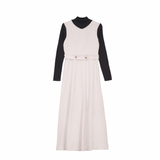 Gem Cream/Black Wool Mock Neck Dress