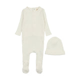 Mema Knits Winter White Hearts Wide Ribbed Heart Footie