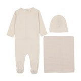 Mema Knits Winter White/ Pale Pink Polka Dotted Take Me Home Set