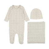 Mema Knits Winter White/Oatmeal Fruit Print Take Me Home Set