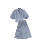 Francesca Guilano Dusty Blue Taffeta Bow Set