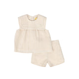 Le Bourdon Tan Square Collar Baby Set