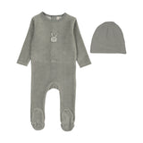 Lilette Pale Blue Velour Gingham Bunny Footie Set