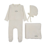 Lilette Cream/Blue Velour Patch Take Me Home Set
