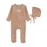 Lilette Dusty Pink Velour Patch Footie Set